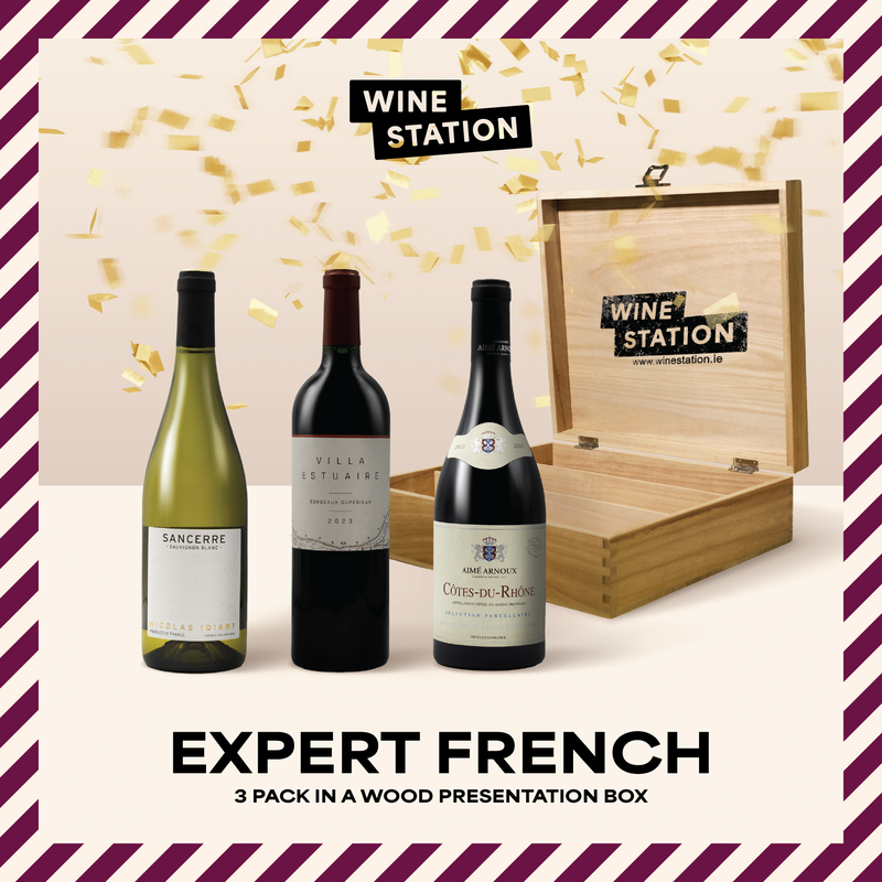 Expert French Wine 3-Pack IN BOUTIQUE WINE STATION WOODEN BOX