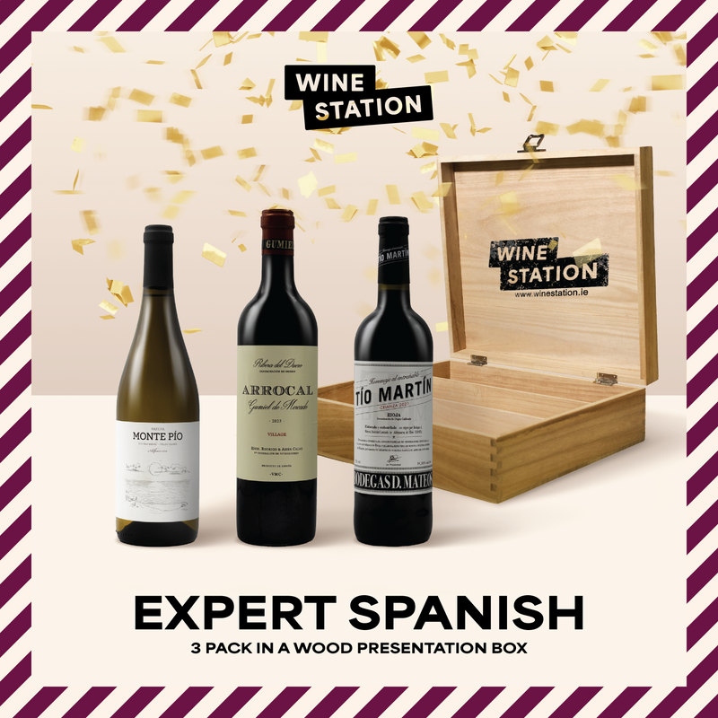 Expert Spanish Wine 3-Pack IN BOUTIQUE WINE STATION WOODEN BOX