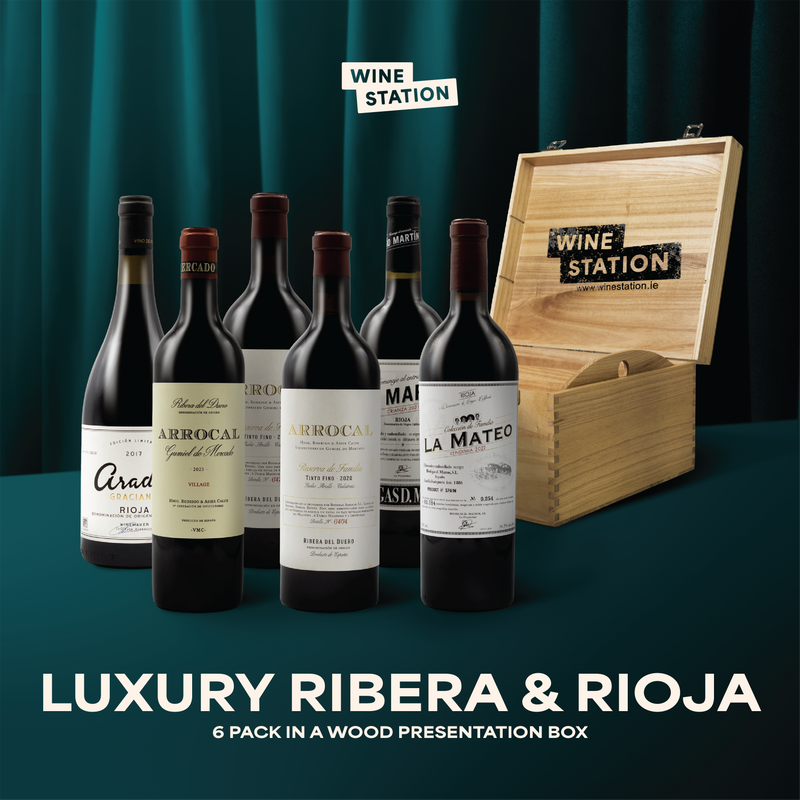 Luxury Rioja & Ribera Del Duero 6-Pack IN BOUTIQUE WINE STATION WOODEN BOX